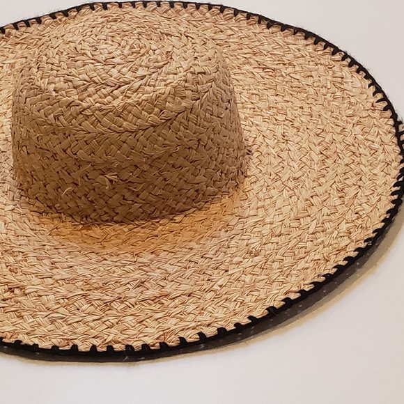 L * Space Floppy straw hat with black trim main image 8